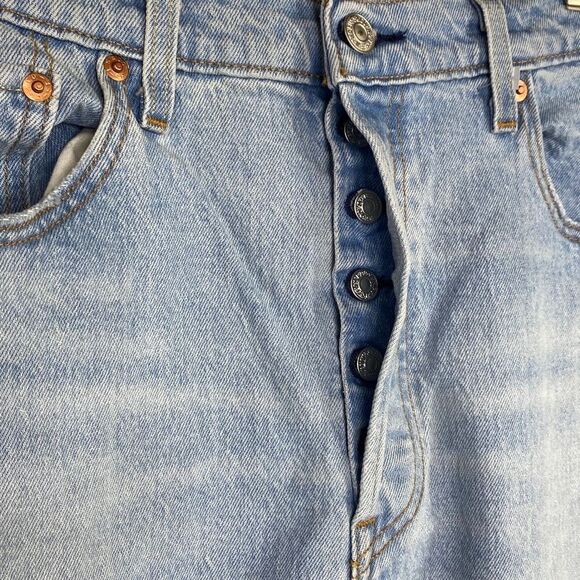 LEVIS 501 Original Sport Stripe Cropped High-Rise Straight Logo Leg Jeans 32/26 - Picture 7 of 16